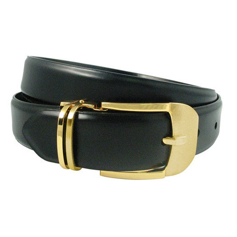 FSB Leather Belt with Big Gold Buckle